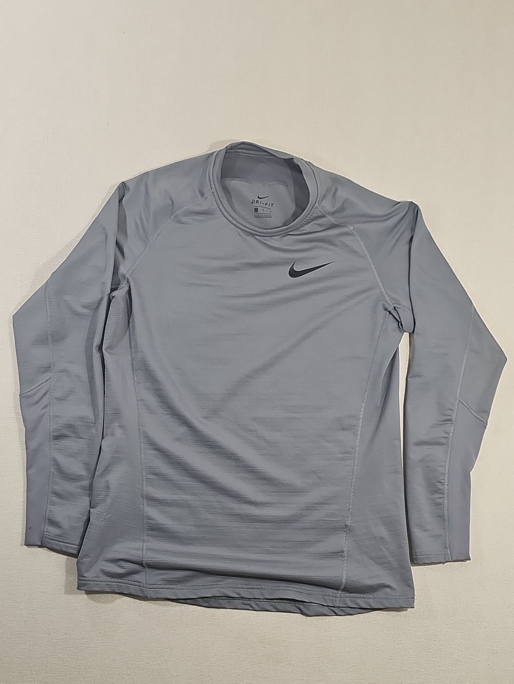 Nike Long Sleeve Dri-FIT Shirt - Light Gray with Black Swoosh